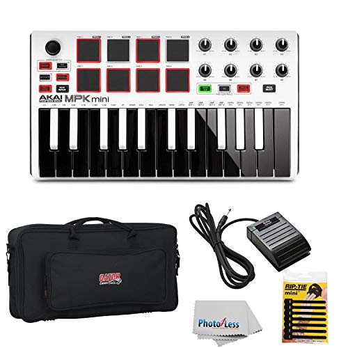 Akai Professional MPK Mini MKII White | 25-Key Ultra-Portable USB MIDI Drum Pad, VIP Software Download Included - Limited Edition