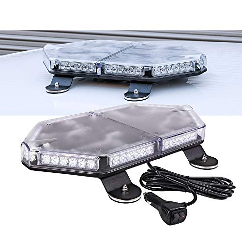 LAMPHUS NanoFlare NFMB56 17" 56W White LED Strobe Mini Light Bar [SAE Class 1] [63 Flash Modes] [12ft Cord] [Magnet or Permanent] Clear Flashing Emergency Warning Light Bar for Truck Vehicles