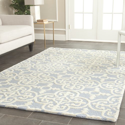 Safavieh Cambridge Collection CAM133A Handmade Moroccan Wool Area Rug, 10' x 14', Light Blue/Ivory