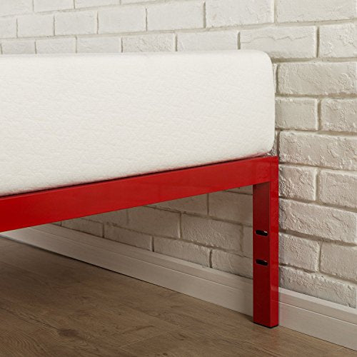 Zinus Mia Modern Studio 14 Inch Platform 1500 Metal Bed Frame / Mattress Foundation / No Box Spring Needed / Wooden Slat Support / Good Design Award Winner / Red, Queen