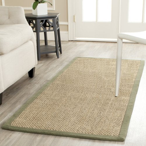 Safavieh Natural Fiber Collection NF443C Tiger Eye Natural and Green Sisal Area Rug (9' x 12')