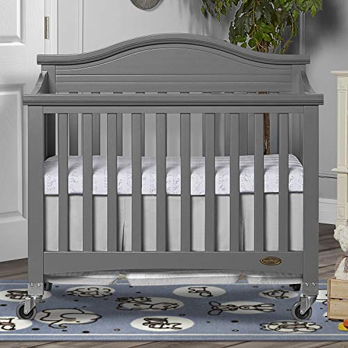 Dream On Me Venice Folding Portable Crib, Storm Grey