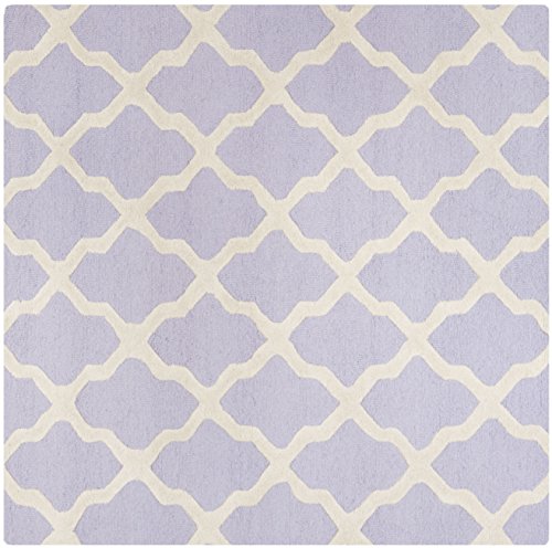 Safavieh Cambridge Collection CAM121C Handmade Trellis Premium Wool Area Rug, 6' x 6' Square, Lavender / Ivory