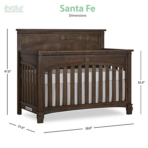 Evolur Santa Fe 5-in-1 Convertible Crib, Distress White