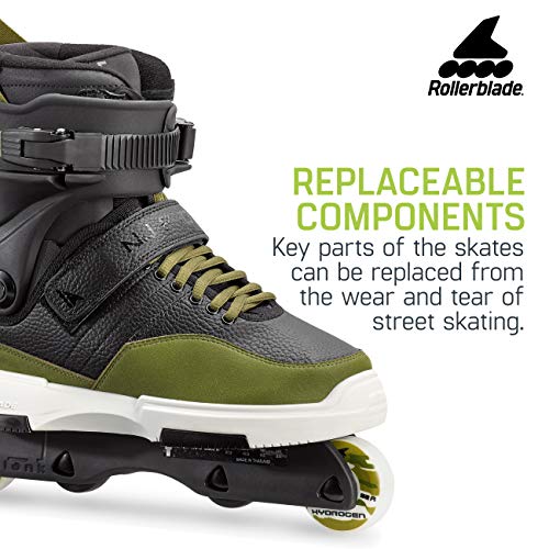 Rollerblade NJ Pro Unisex Adult Street Inline Skate, Black and Army Green, Premium Inline Skates