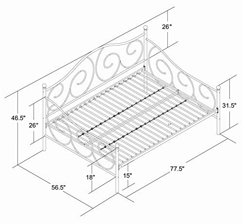 DHP Victoria Metal Daybed with Memoir 8" Mattress, Full