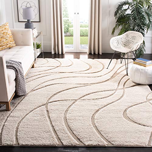 Safavieh Florida Shag Collection SG471-1113 Cream and Beige Area Rug (8'6" x 12')