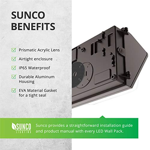 Sunco Lighting 80W LED Wall Pack, Daylight 5000K, 7600 LM, HID Replacement, IP65, 120-277V, Bright Consistent Commercial Outdoor Security Lighting - ETL, DLC Listed (6 Pack)