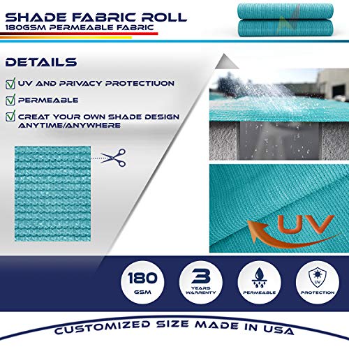 Windscreen4less Turquoise Green Sunblock Shade Cloth,95% UV Block Shade Fabric Roll 6ft x 69ft