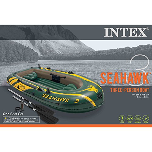 Intex 3 Person Boat Set w/ Aluminum Oars & Pump and Composite Boat Motor Mount