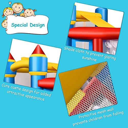 Costzon Inflatable Bounce House, Kids Slide Jumping Bouncer Castle w/Basketball Rim, Ball Shooting, Including Oxford Carrying Bag