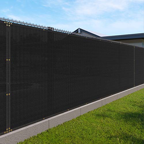 Windscreen4less Heavy Duty Privacy Screen Fence in Color Solid Black 6' x 140' Brass Grommets 150 GSM - Customized Size