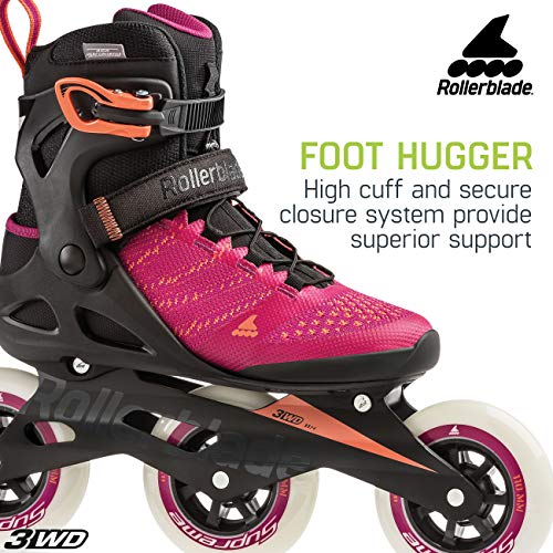 Rollerblade Macroblade 110 3Wd Women's Adult Fitness Inline Skate, Raspberry/Mango, 8.5