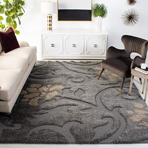 Safavieh Florida Shag Collection SG464-8013 Grey and Beige Area Rug (8' x 10')