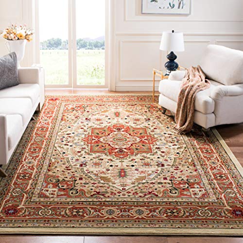 Safavieh Lyndhurst Collection LNH330R Traditional Oriental Medallion Ivory and Rust Square Area Rug (10' Square)