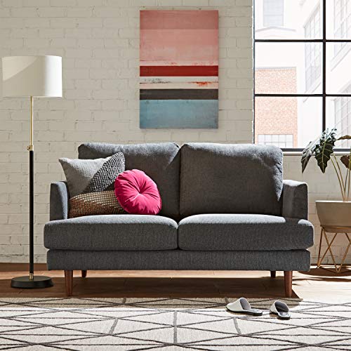 Rivet Goodwin Modern Loveseat Sofa, 61.8"W, Charcoal Grey