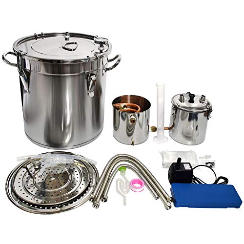 13 Gal 50L Alcohol Distiller Moonshine Still Copper Tube Still Kits Boiler Home Brewing Kit with Thumper Keg Stainless Steel (13Gal / 50L)