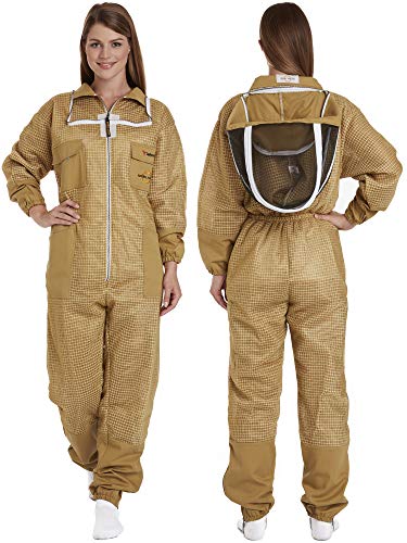 NATURAL APIARY - Zephyros Protect - Ventilated Beekeeping Suit – Total Protection for Professionals and Beginners - X Large - Khaki