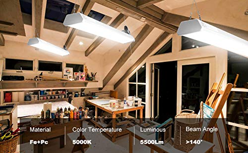 LED Shop Light 4FT-7000Lm 5000K [400W Equivalent]Daylight, Utility Light Garage LED Ceiling Lights, Surface/Hanging/Suspension Mounting, Plug and Play, pull chain light fixture Power Cord, ETL(8 Pack)