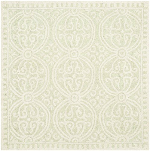 Safavieh Cambridge Collection CAM123B Handmade Moroccan Wool Area Rug, 8' x 8' Square, Light Green/Ivory