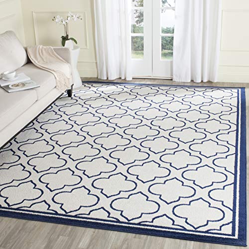 Safavieh Amherst Collection AMT412M Moroccan Geometric Area Rug, 9' x 12', Ivory/Navy