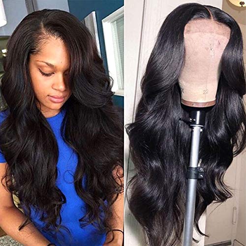 Lace Front Human Hair Wigs for Women Pre Plucked Hairline 150% Denisty Brazilian Body Wave Lace Front Wigs with Baby Hair Natural Color (24Inch)