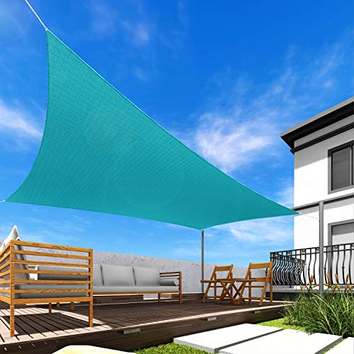 Windscreen4less 12' x 17' Rectangle Sun Shade Sail - Solid Turquoise Durable UV Shelter Canopy for Patio Outdoor Backyard - Custom Size