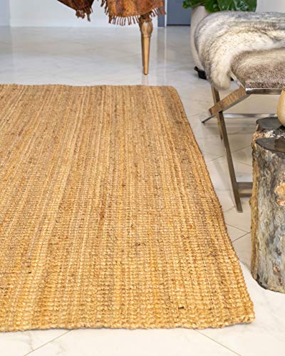 NaturalAreaRugs Meera Area Rug Natural Jute Cotton Hand-Loomed, 6' x 9'