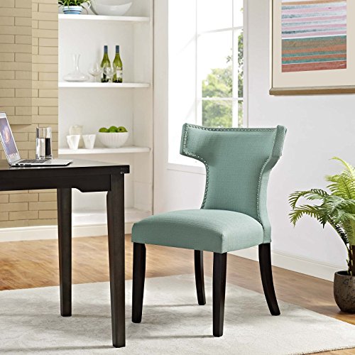 Modway Curve Mid-Century Modern Upholstered Fabric with Nailhead Trim in Laguna, One Chair