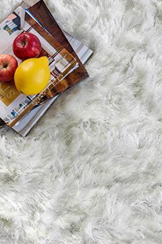 nuLOOM Latonia Silken Shag Rug, 5' x 8', Pearl White