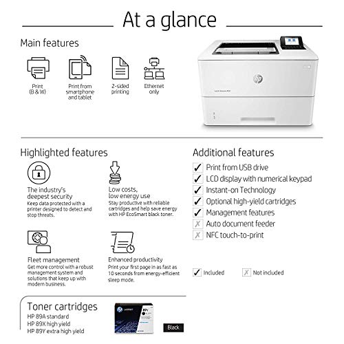 HP LaserJet Enterprise M507dn with One-Year, Next-Business Day, Onsite Warranty (1PV87A),White