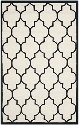 Safavieh Cambridge Collection CAM134W Handmade Moroccan Wool Area Rug, 8' x 10', Ivory/Black