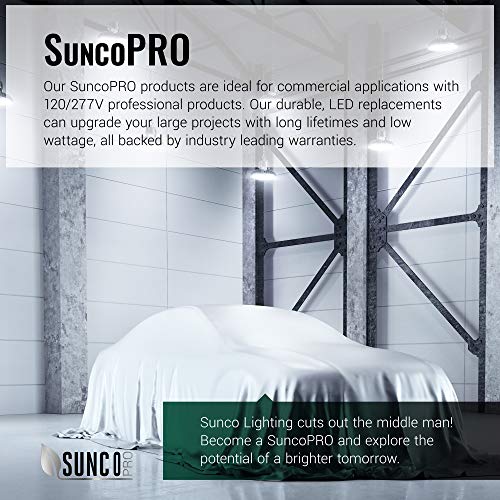 Sunco Lighting 2 Pack UFO LED High Bay, 150W, 600W HID Replacement, 21,000 LM, 5000K Daylight, IP65 Waterproof, Commercial Grade Lighting, Hook Mount, Safety Cable, Warehouse - UL, DLC
