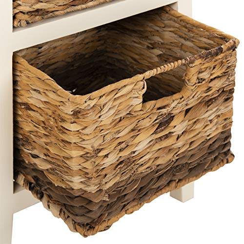 Safavieh Home Collection Everly Drawer Vintage White 1-Drawer 2 Removable Baskets Side Table