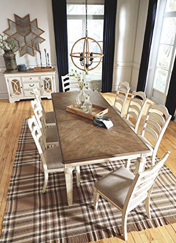 Signature Design by Ashley Realyn French Country Dining Extension Table, Seats up to 8, Chipped White