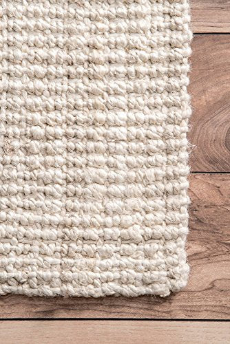 nuLOOM Ashli Handwoven Solid Jute Rug, 6' x 9', Off White