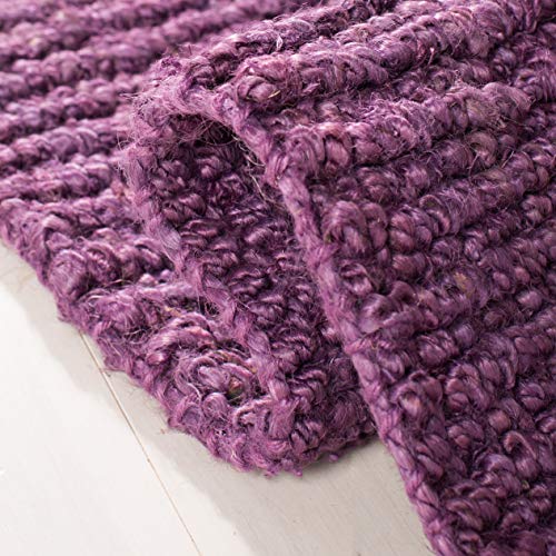 Safavieh Natural Fiber Collection NF447B Handmade Chunky Textured Premium Jute 0.75-inch Thick Area Rug, 5' x 8', Purple