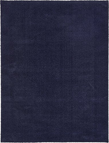 Unique Loom Serenity Solid Shag Collection Super Soft Micro Polyester Midnight Blue Area Rug (9' 0 x 12' 0)
