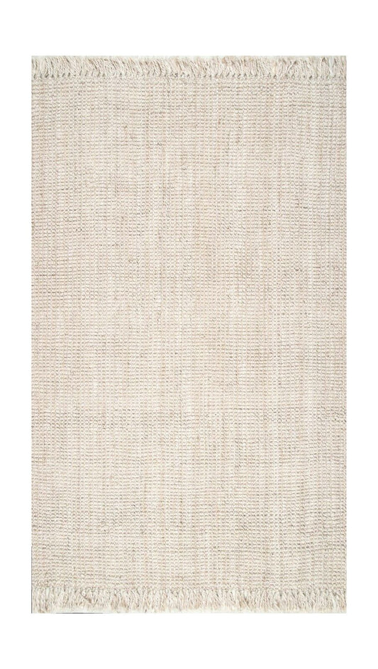 nuLOOM Natura Collection Chunky Loop Jute Rug, 5' x 7' 6", Off-White 5' x 7' 6"