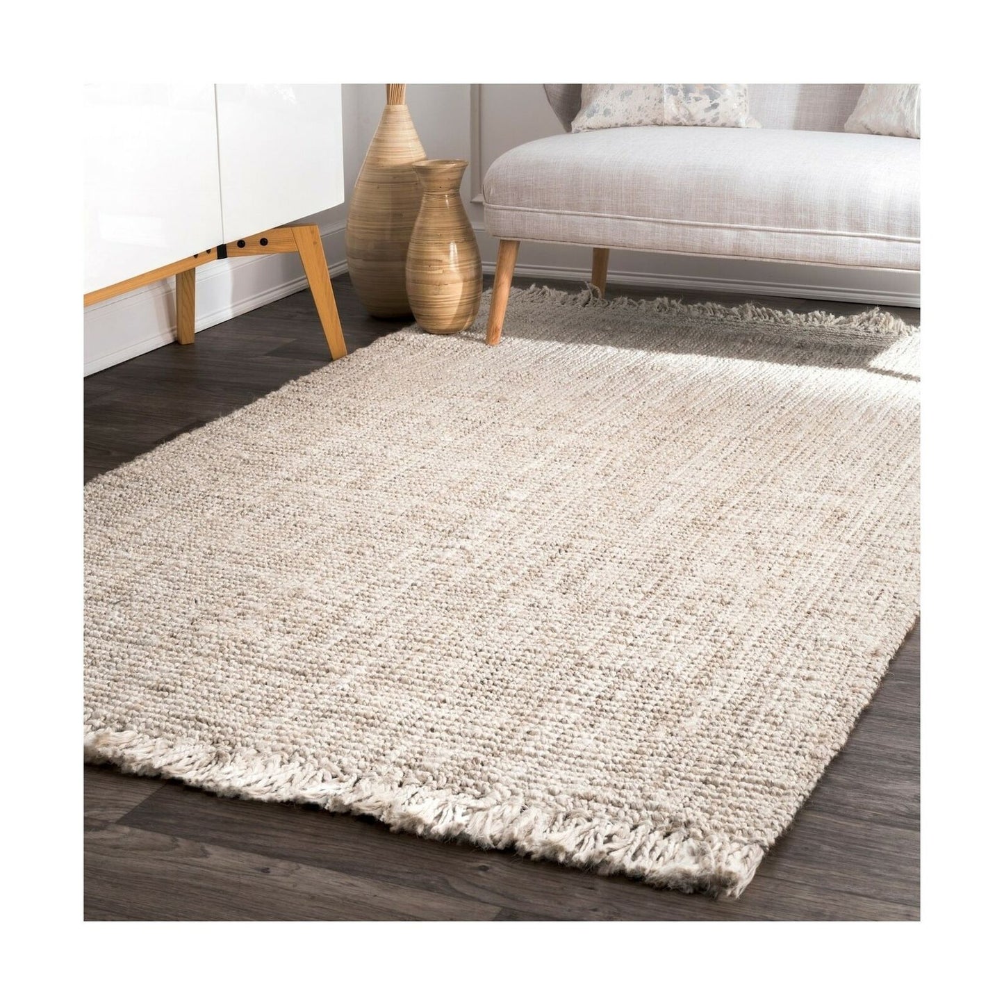 nuLOOM Natura Collection Chunky Loop Jute Rug, 5' x 7' 6", Off-White 5' x 7' 6"