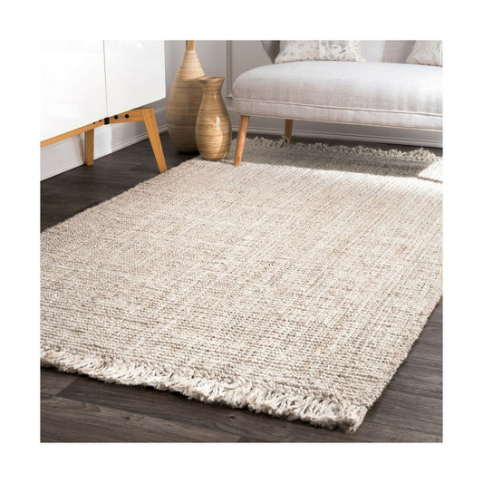 nuLOOM Natura Collection Chunky Loop Jute Rug, 5' x 7' 6", Off-White 5' x 7' 6"