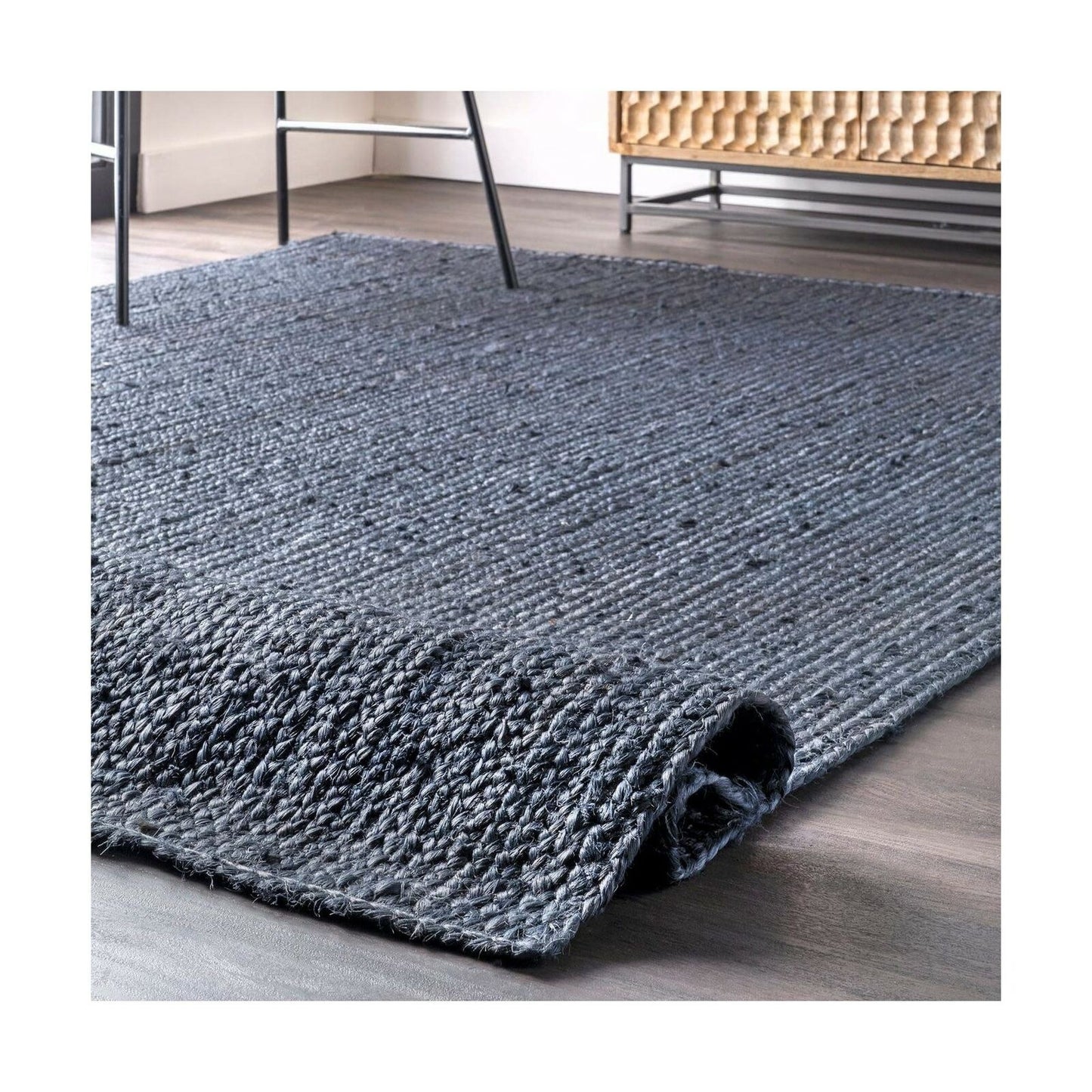 nuLOOM Rigo Hand Woven Jute Area Rug, 10' x 14', Navy 10' x 14'