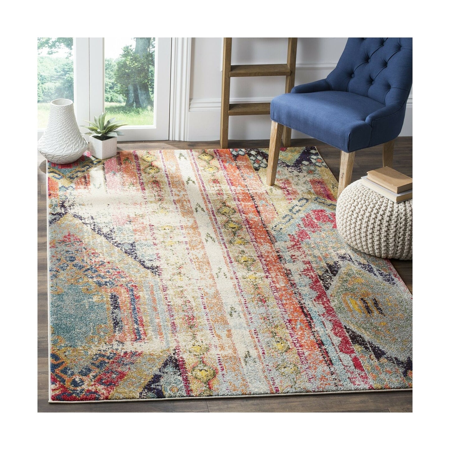 Safavieh Monaco Collection MNC222F Modern Bohemian Distressed Area Rug, 8' x ...