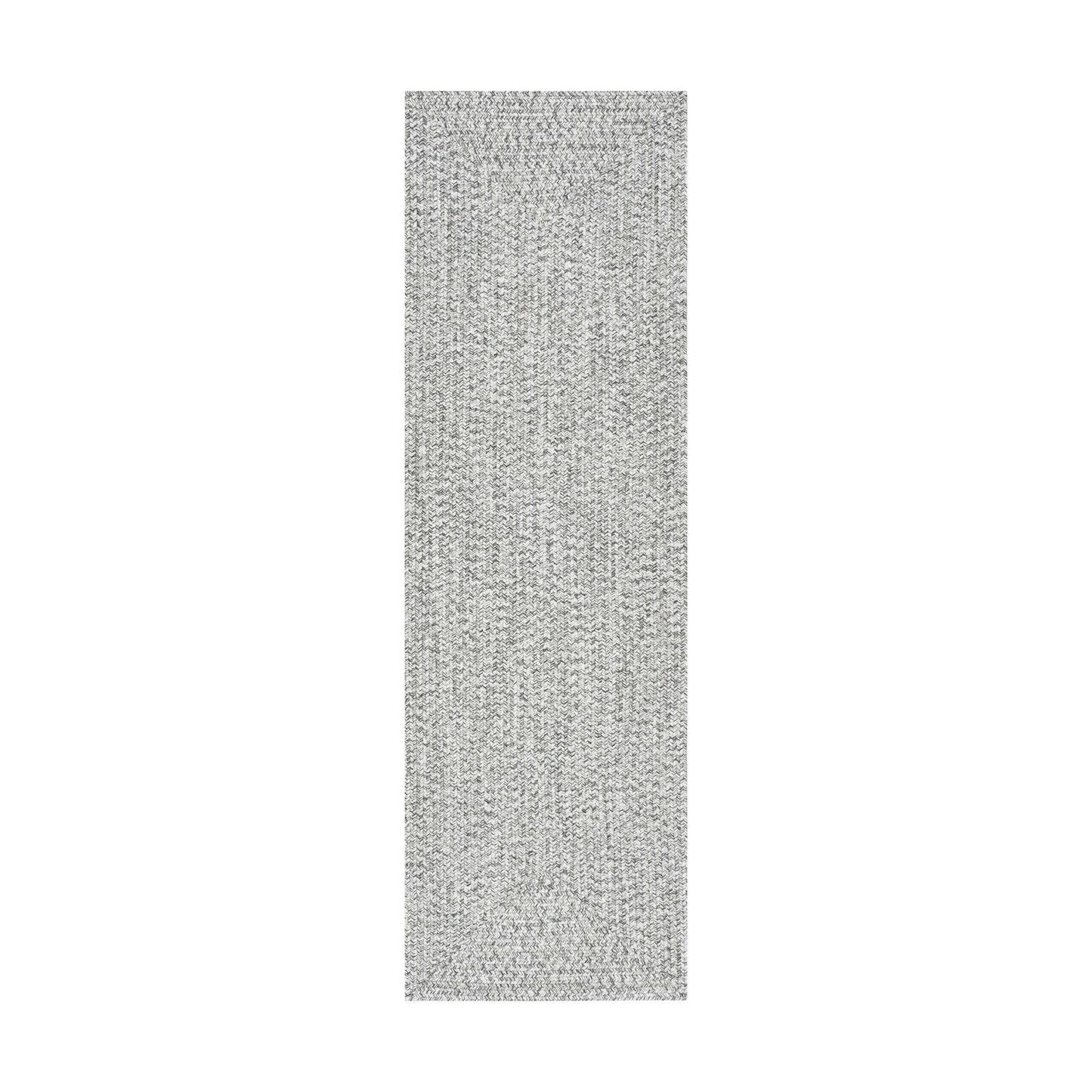 nuLOOM Lefebvre Braided Indoor/Outdoor Runner Rug, 2' 6" x 12', Light Grey