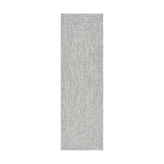 nuLOOM Lefebvre Braided Indoor/Outdoor Runner Rug, 2' 6" x 12', Light Grey