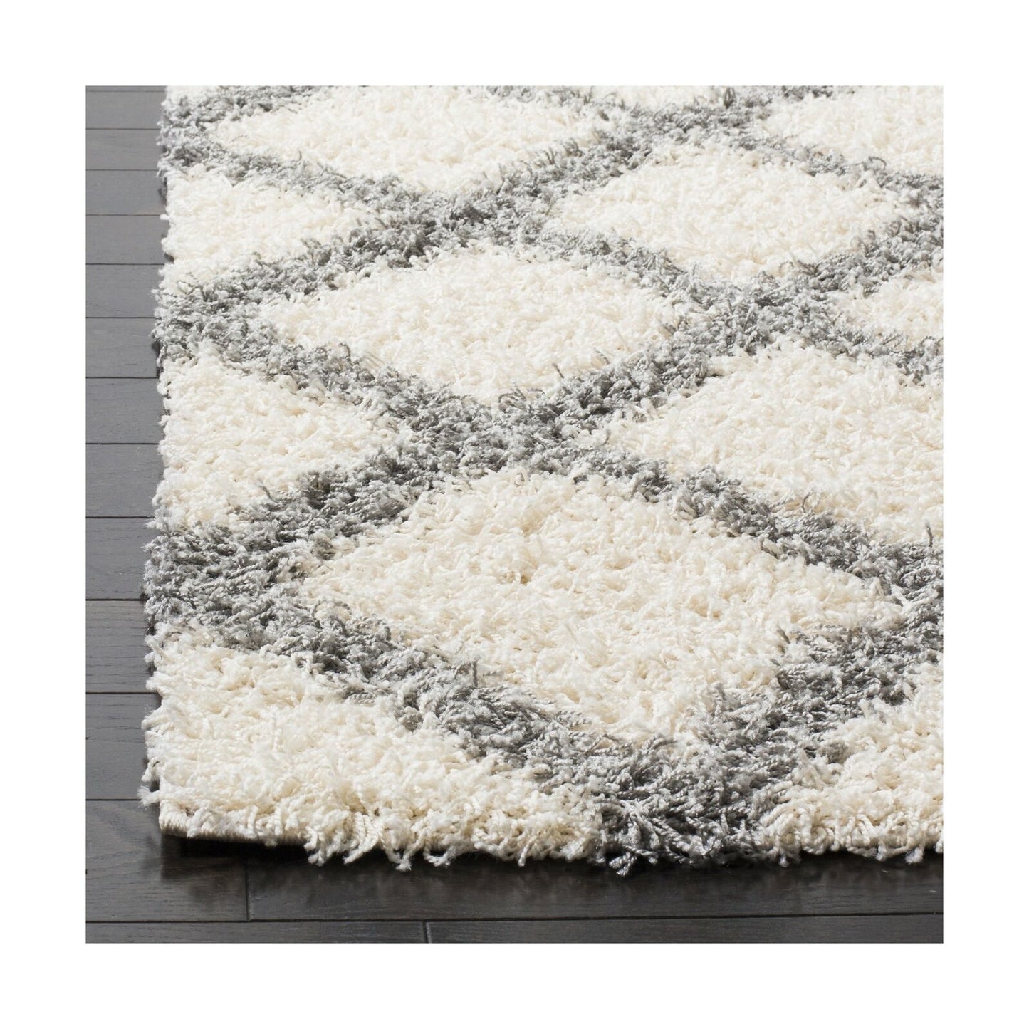 Safavieh SGD258F 8 Area Rug Dallas Shag Collection Ivory Grey Plush 8 x 10 New