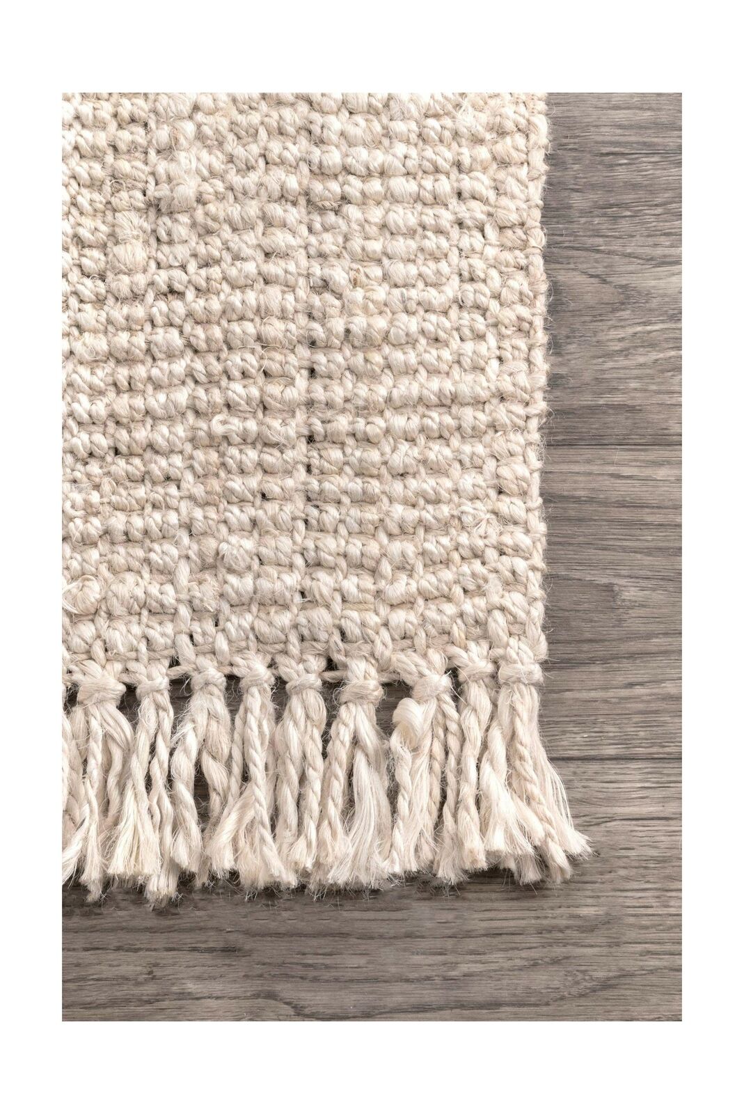 nuLOOM Natura Collection Chunky Loop Jute Rug, 5' x 7' 6", Off-White 5' x 7' 6"