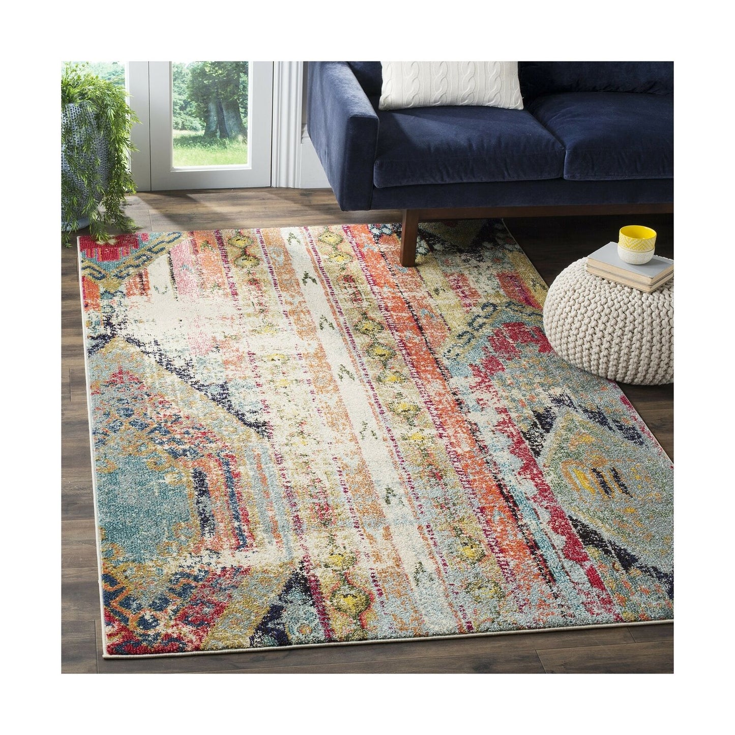 Safavieh Monaco Collection MNC222F Modern Bohemian Distressed Area Rug, 8' x ...