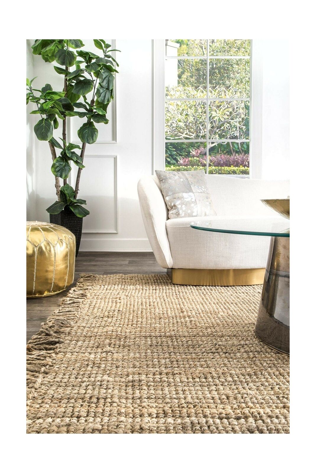 nuLOOM Natura Collection Chunky Loop Jute Rug, 6' x 9', Natural 6' x 9'