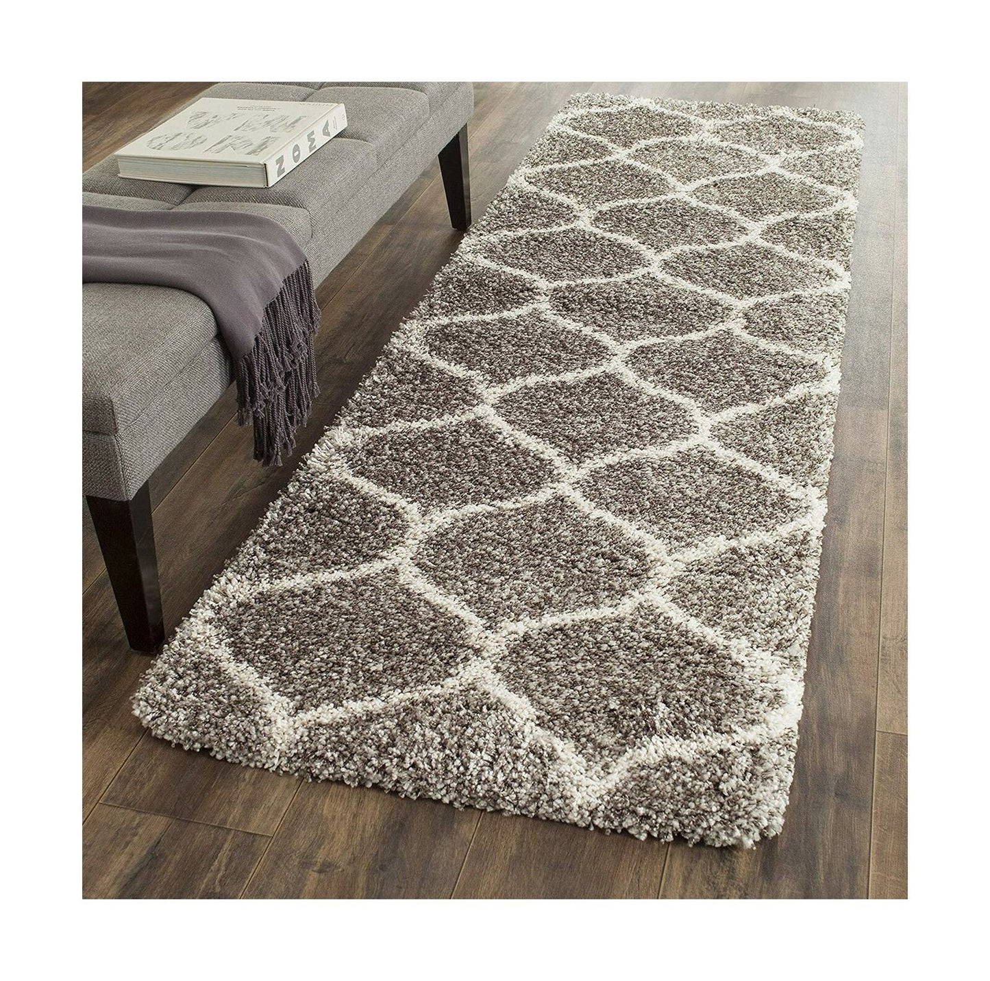 Safavieh Hudson Shag Collection SGH280B Moroccan Ogee Plush Runner, 2' 3" x 1...